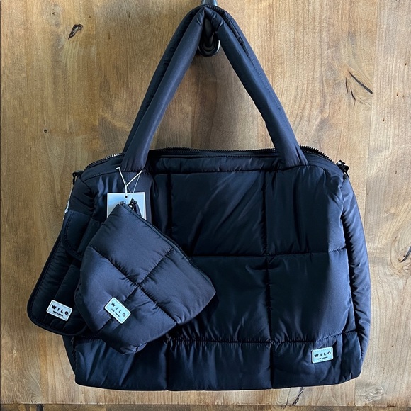 Wilo The Label Handbags - Wilo The Label | Black Weekender Tote Set w/Crossbody Strap & Eye Glass Case